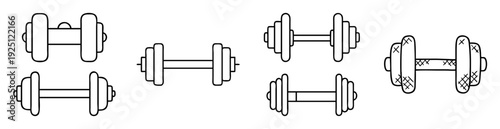 Various dumbbell designs featuring classic and modern elements for weightlifting exercise