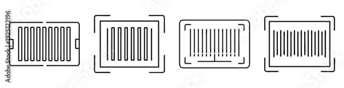 Four simple illustrations of rectangular shapes with vertical lines inside them