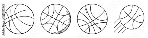 Four basketballs in different stages of inflation or movement concept art