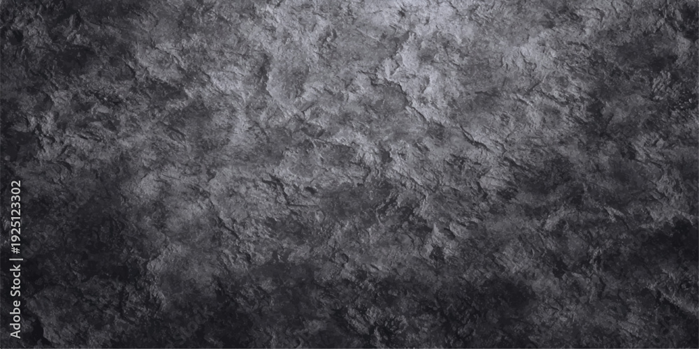 Fototapeta premium Black and white grunge textured background with dark rough fur like pattern on aged concrete wall surface