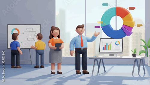 Business team analyzing data in modern office