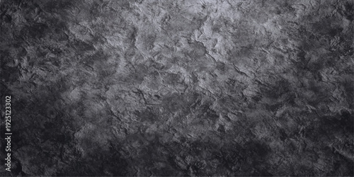 Black and white grunge textured background with dark rough fur like pattern on aged concrete wall surface