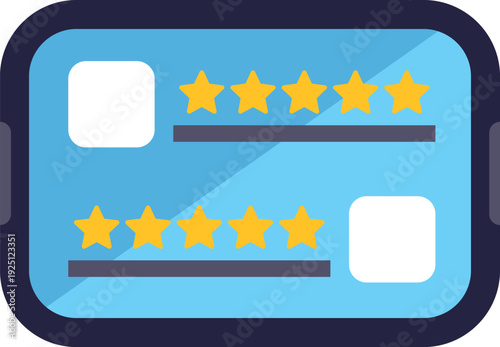 Flat illustration of a five star rating scale representing feedback and customer satisfaction