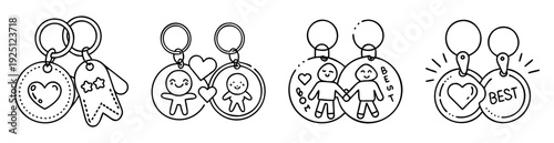 Assortment of adorable black and white friendship keychains and gifts