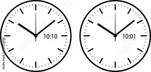 Analog wall clocks showing different times minimal watch dial icons isolated vector illustration for schedule planning time management