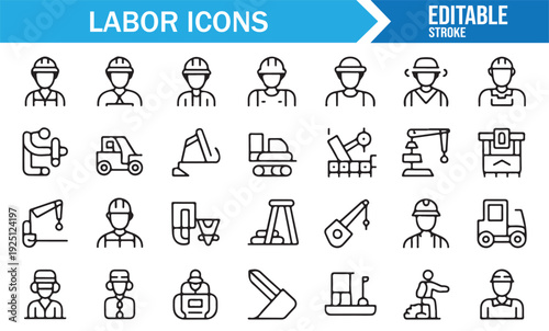 Industrial Job and Employment Monochrome Icon Bundle