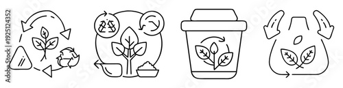 Ecofriendly recycling symbols demonstrating waste reduction and environmental sustainability practices