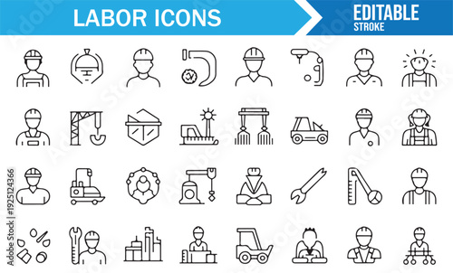 Engineering and Technician Outline Vector Symbols