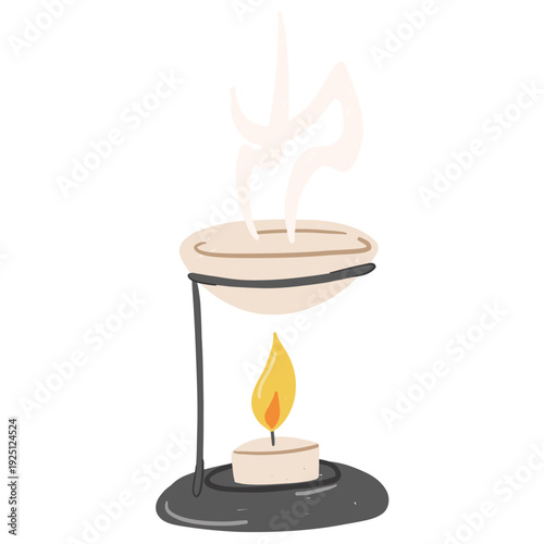 Minimalist oil burner stand with tealight candle for meditation