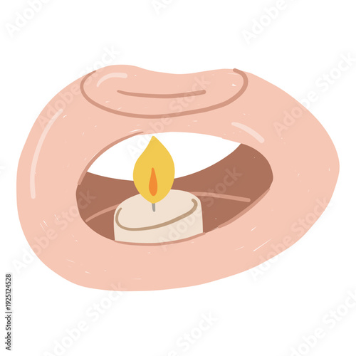 Soft pink ceramic aroma burner with tealight candle