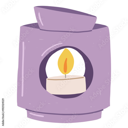 Purple aromatherapy lamp for wellness and meditation