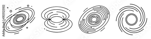 Abstract representation of four different types of black holes or vortexes