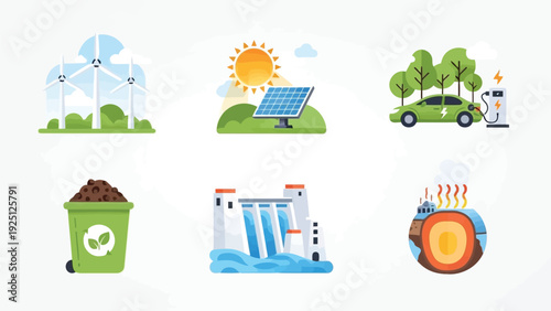 Illustrations of eco-friendly and sustainable living practices