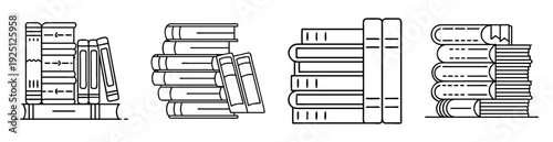 Vector illustration of stacked books, books lined up on the shelves