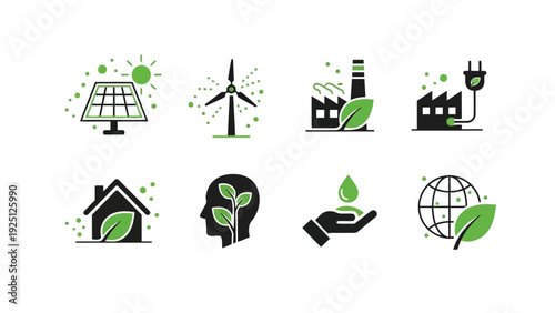 Sustainable energy and eco-friendly living concepts illustrated