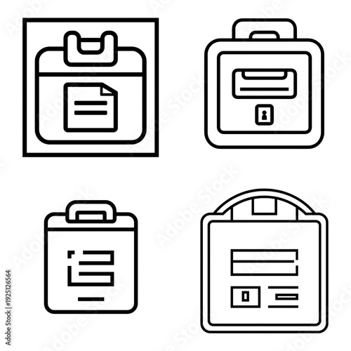 Collection of minimalist icons representing documents, files, and portfolios for organization and management.