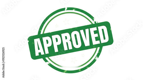 Green Approved Stamp with White Text on White Background