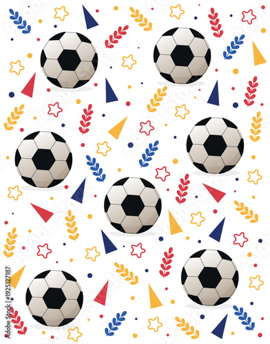 Soccer ball pattern with colorful elements
