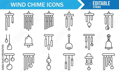 Hanging Ornament and Bell Outline Icons Vector Pack