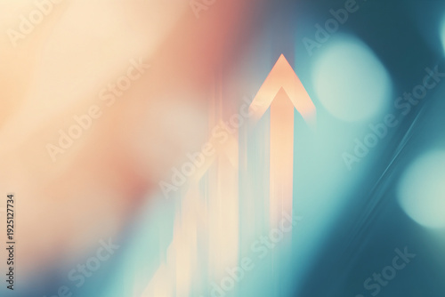 Soft background with call for up arrow, business concept scene