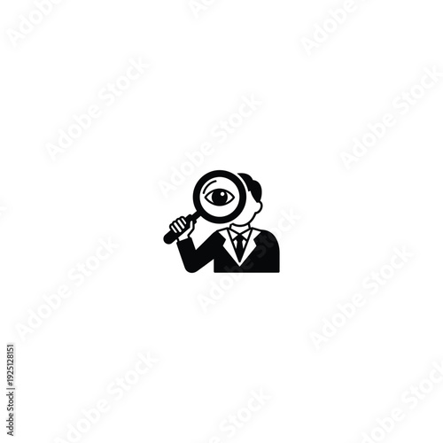 Businessman searching with magnifying glass