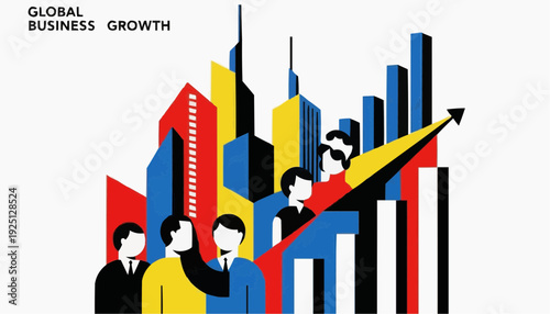 Global business growth concept with professionals