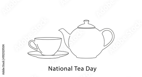 National tea day celebration with teapot and cup on saucer
