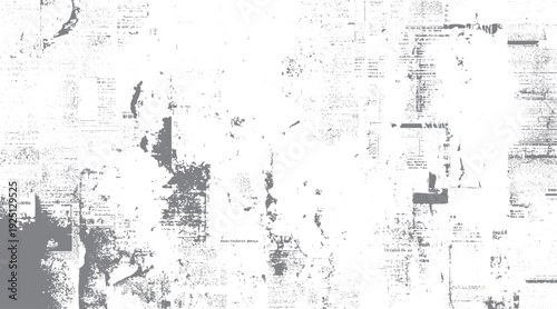 Faded grey newspaper print with distressed texture and scattered dots