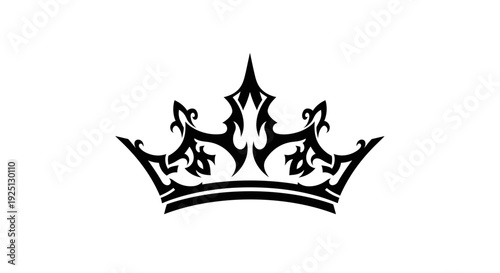 Black Royal Crown Silhouette on White Background