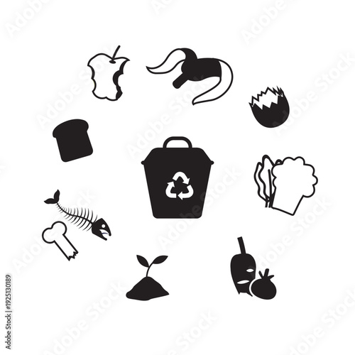 Compost Bin With Organic Waste Icons