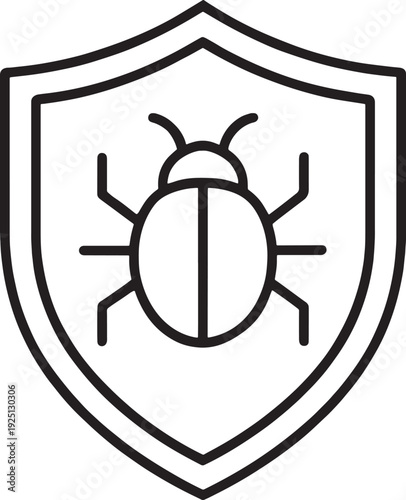Bug shield icon, bug on shield, security symbol