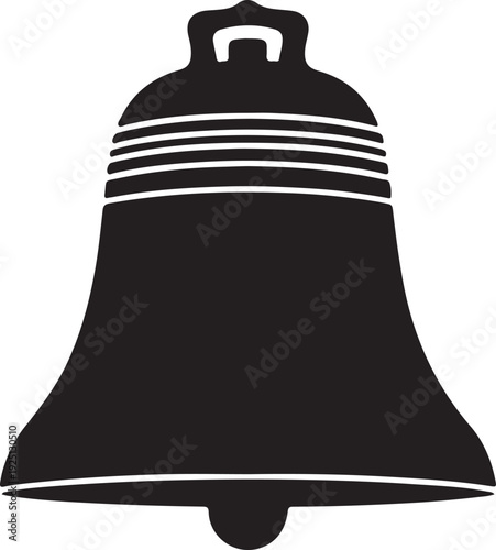 Church big Bell icon in silhouette on white background.