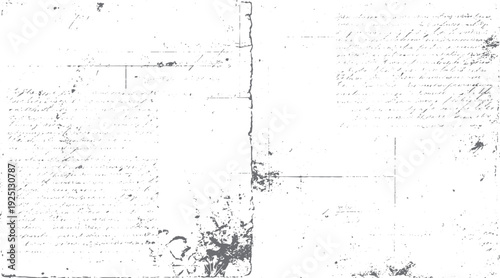 Faded handwritten script and ink splatters on aged paper texture. Faded script text and ink marks. Aged paper background with script
