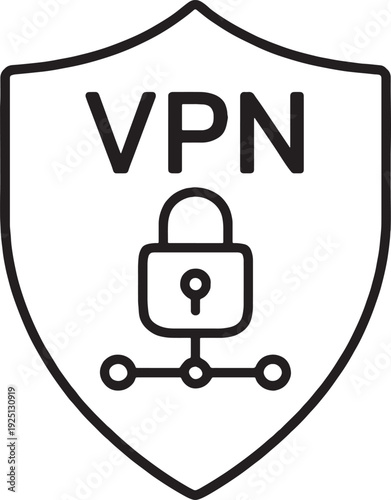 VPN shield icon with lock and circuit