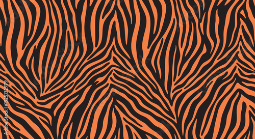 Seamless pattern featuring orange and black tiger stripes, creating a vibrant and striking animal print design.