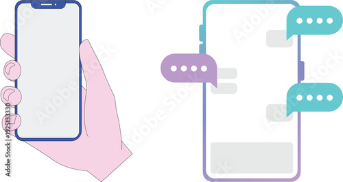 WhatsApp Style Chat Interface Vector Illustration – Smartphone Messaging App UI Screen with Conversation Bubbles, Mobile Chat Layout, Online Communication Concept, Flat Design Interface Template
