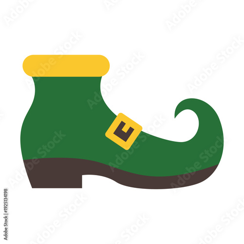 Green Leprechaun Shoes Icon with Gold Buckle for Irish Holiday Celebration