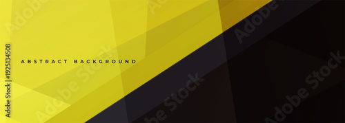 Yellow and black modern abstract wide banner with geometric shapes. Bright yellow and black abstract background. Vector illustration