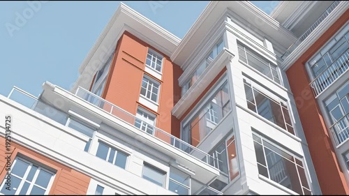Modern apartment building with balconies and large windows