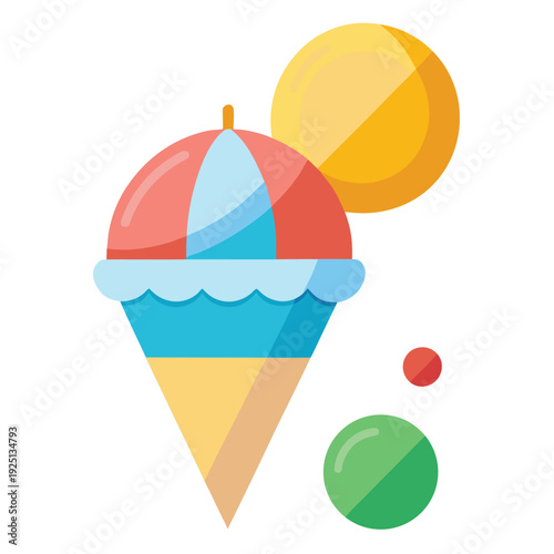 Ice cream cone set with sweet summer flavors in colorful vector icon style