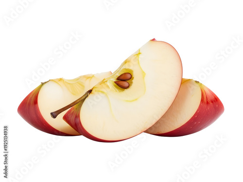 Sliced red apple pieces with seeds on white background for healthy eating concepts transparent background