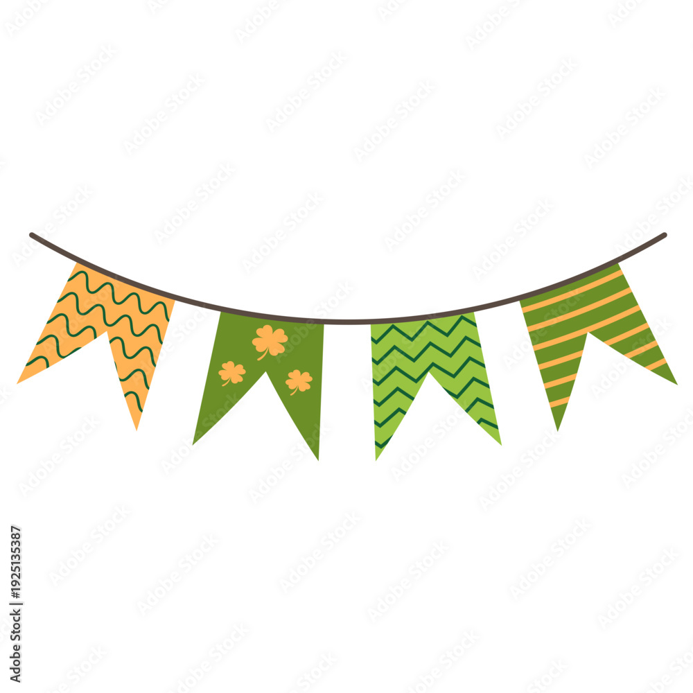 Obraz premium St. Patrick's Day Bunting Banner with Shamrock and Clover Patterns