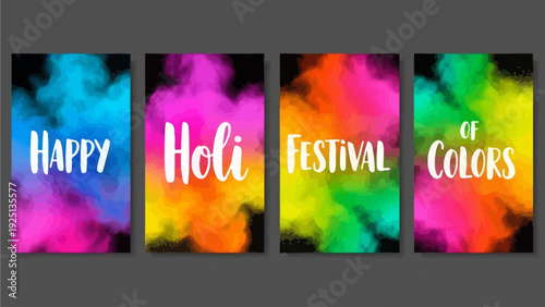 Vibrant Holi festival celebration with colorful powders and joyful atmosphere