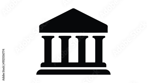 Classic architectural depiction of a neoclassical columned building facade