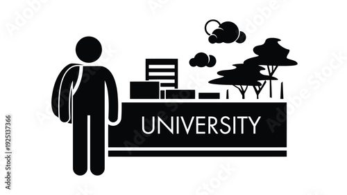 Student heading towards a university campus with briefcase in hand