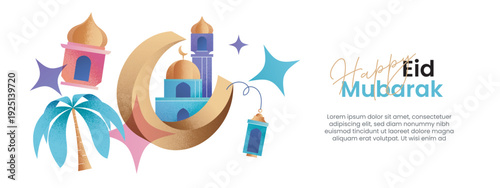 Set Happy Eid Mubarak Colorful Template design