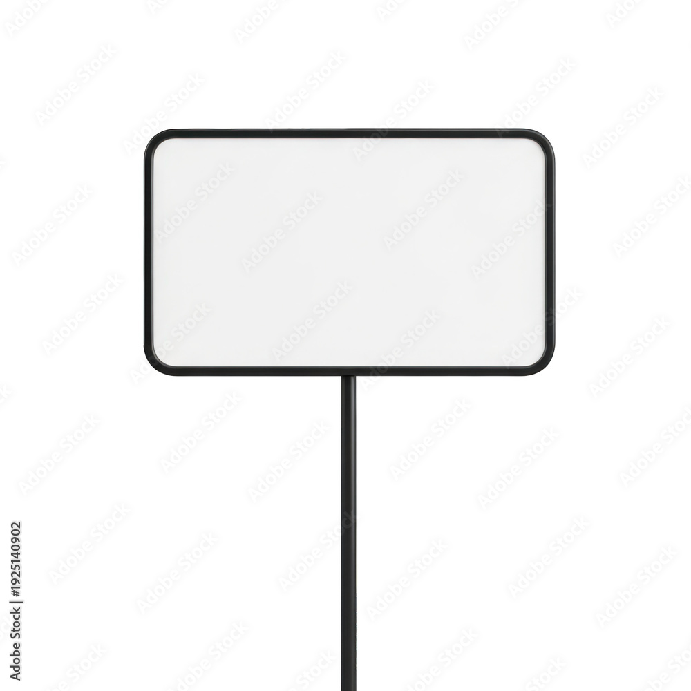 Fototapeta premium Blank billboard sign on a pole isolated on transparent background