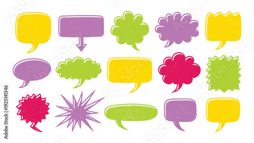 Blank cartoon dialog balloons in various colors and shapes for creative vector illustration set