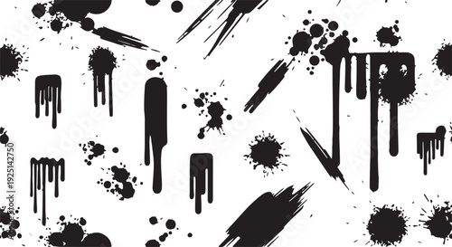 Set of Paint Brush Stroke and Abstract Grunge Banner Vector Illustration, Watercolor Ink Splash and Texture Elements for watercolor brush, splatter brush, illustrator