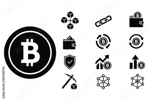 Crypto Finance Icons Set Glyph Vector Pack